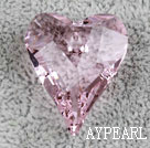 Austrain crystal pendants, pink, 27mm heart shape. Sold per pkg of 2.