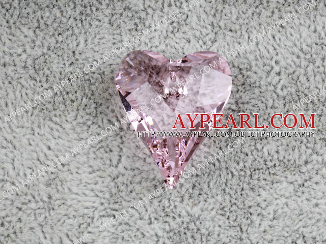 Austrain crystal pendants, pink, 27mm heart shape. Sold per pkg of 2.