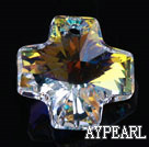 Austrain crystal pendants, AB color, 20mm cross shape. Sold per pkg of 2.