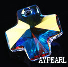 Austrain crystal pendants, AB color, 20mm cross shape. Sold per pkg of 2.