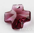 Austrain crystal pendants, purplish red, 20mm cross shape. Sold per pkg of 2.