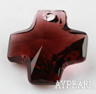 Austrain crystal pendants, garnet red, 20mm cross shape. Sold per pkg of 2.