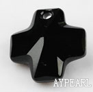 Austrain crystal pendants, black, 20mm cross shape. Sold per pkg of 2.