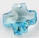 Austrain crystal pendants, blue color, 20mm cross shape. Sold per pkg of 2.