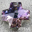 Austrain crystal pendants, AB color, 20mm cross shape. Sold per pkg of 2.