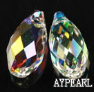 Austrain crystal pendants, AB color, 13mm edge hole. Sold per pkg of 2.