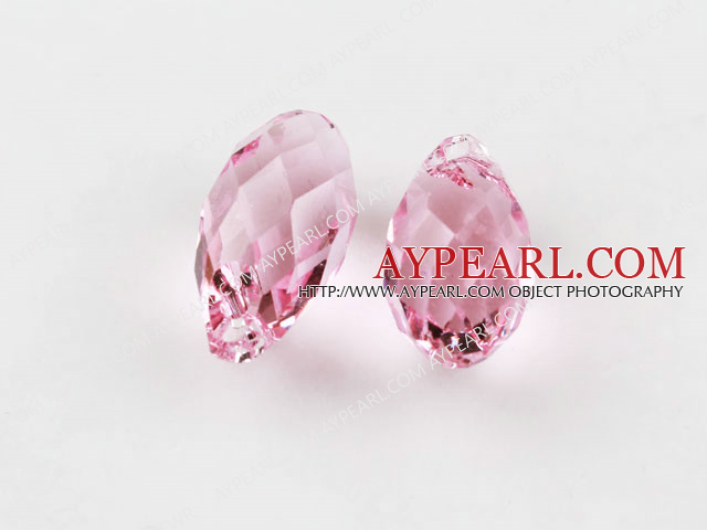 Austrain crystal pendants, pink, 13mm  edge hole. Sold per pkg of 2.