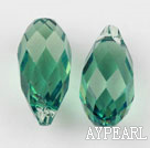 Austrain crystal pendants, green, 13mm  edge hole. Sold per pkg of 2.