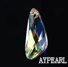 Austrian crystal pendants, AB color, 6mm inclined knife shape. Sold per pkg of 2.