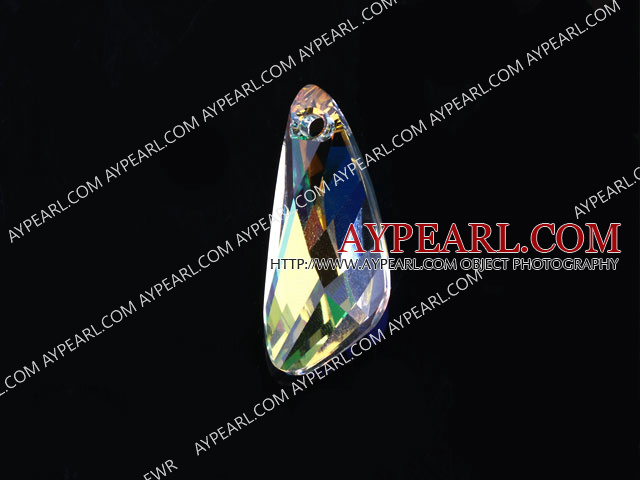 Austrian crystal pendants, AB color, 6mm inclined knife shape. Sold per pkg of 2.