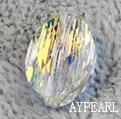 Austrain crystal beads, AB color, 14mm  hole-drilled oval shape, Sold per pkg of 2.