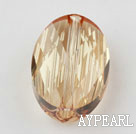 Austrain crystal beads, citrine color, 14mm  hole-drilled oval shape, Sold per pkg of 2.