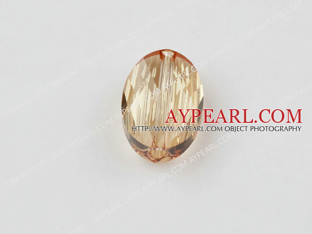 Austrain crystal beads, citrine color, 14mm  hole-drilled oval shape, Sold per pkg of 2.