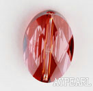 Austrain crystal beads, orange, 14mm  hole-drilled oval shape, Sold per pkg of 2.