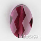 Austrain crystal beads, red, 14mm  hole-drilled oval shape, Sold per pkg of 2.