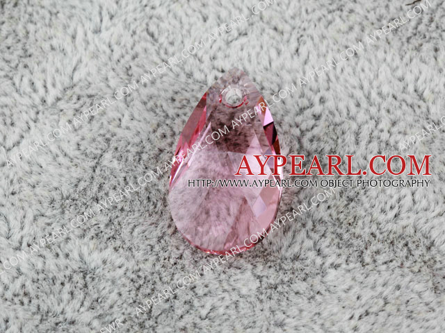 Austrian crystal beads, pink, 22mm  tear drop shape. Sold per pkg of 2.