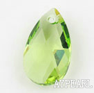 Austrian crystal beads, olive green, 22mm, tear drop shape. Sold per pkg of 2.