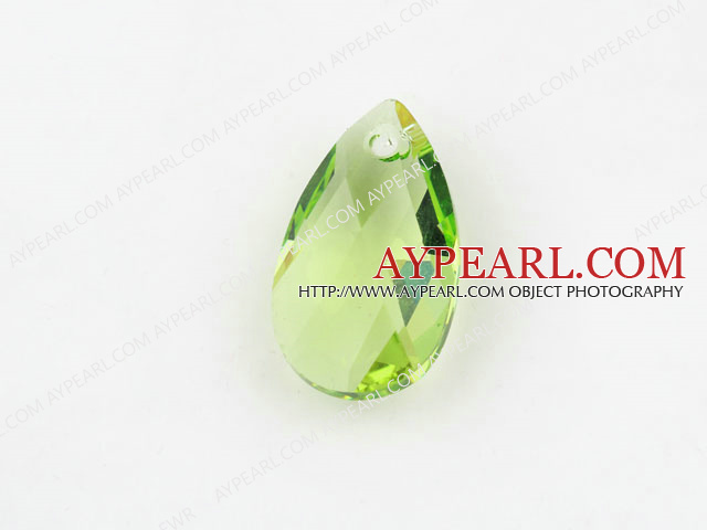 Austrian crystal beads, olive green, 22mm, tear drop shape. Sold per pkg of 2.