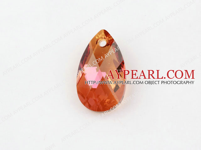 Austrian crystal beads, orange, 22mm  tear drop shape. Sold per pkg of 2.