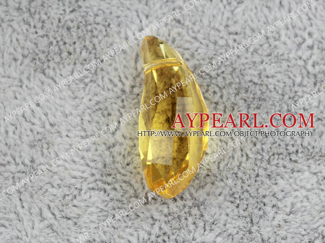 Austrian crystal pendants, citrine color,  28mm faceted lily. Sold per pkg of 2.