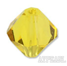 Austrian crystal beads, 4mm bicone yellow. Sold per pkg of 1440