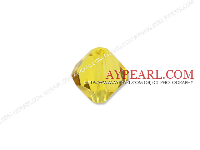 Austrian crystal beads, 4mm bicone yellow. Sold per pkg of 1440