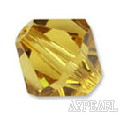 Austrian crystal beads, 4mm bicone yellow . Sold per pkg of 1440