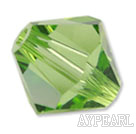 Austrian crystal beads, 4mm bicone ,grass. Sold per pkg of 1440
