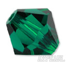 Austrian crystal beads, 4mm bicone,dark green . Sold per pkg of 1440