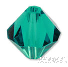 Austrian crystal beads, 4mm bicone,green . Sold per pkg of 1440