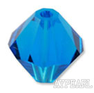 Austrian crystal beads, 4mm bicone ,blue. Sold per pkg of 1440