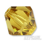 Austrian crystal beads, 5mm bicone,bright yellow. Sold per pkg of 720.