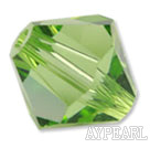 Austrian crystal beads, 5mm bicone,green. Sold per pkg of 720.