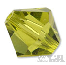 Austrian crystal beads, 5mm bicone,light kelly. Sold per pkg of 720.
