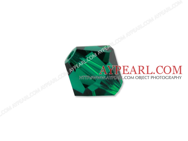 Austrian crystal beads, 5mm bicone,dark green. Sold per pkg of 720.