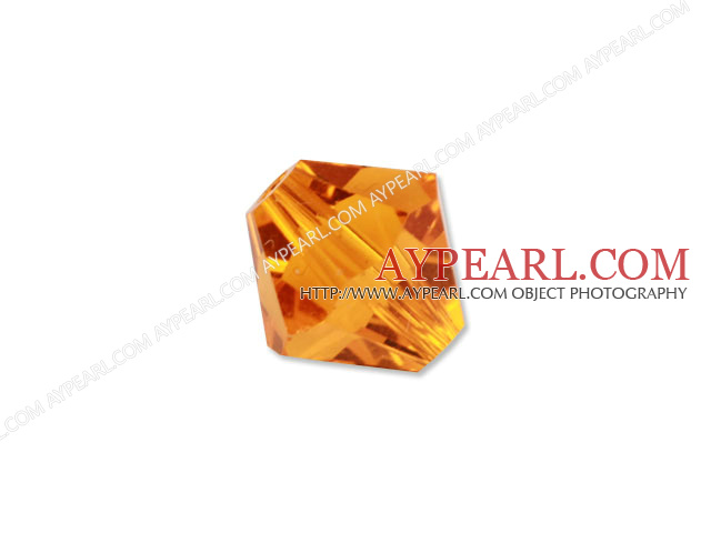 Austrain crystal beads, golden champagne color, 6mm bicone. Sold per pkg of 360.