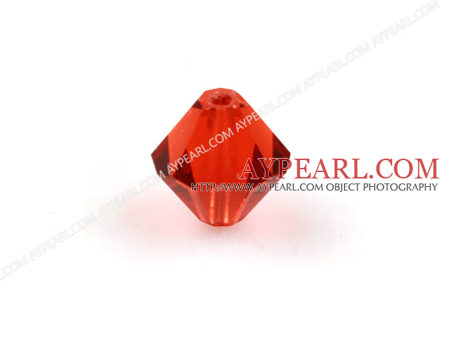 Austrain crystal beads, light siam, 6mm bicone. Sold per pkg of 360.