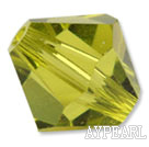 Austrain crystal beads, yellow, 6mm bicone. Sold per pkg of 360.