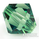 Austrain crystal beads, green, 6mm bicone. Sold per pkg of 360.