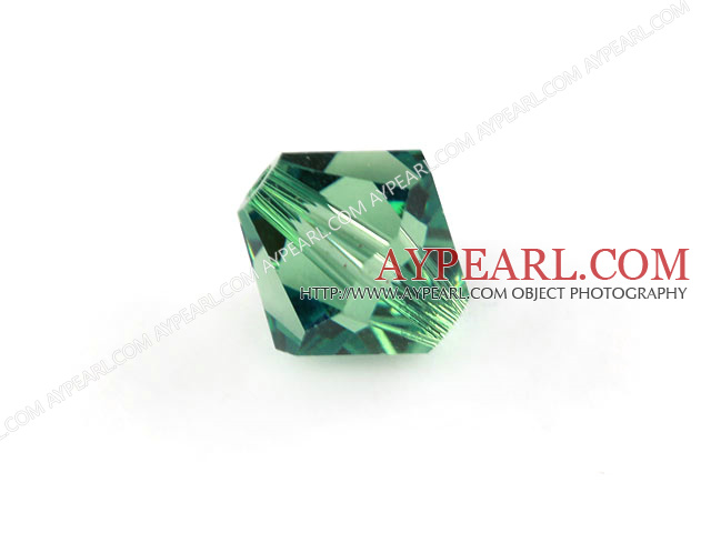 Austrain crystal beads, green, 6mm bicone. Sold per pkg of 360.