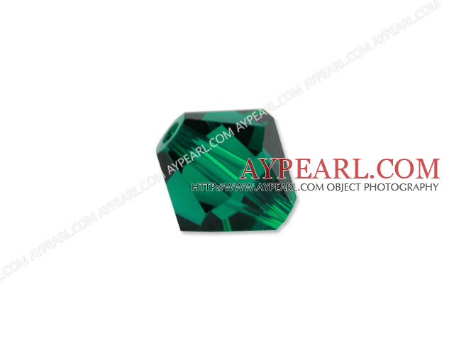 Austrain crystal beads, green, 6mm bicone. Sold per pkg of 360.