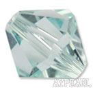 Austrain crystal beads, chrysolite green, 6mm bicone. Sold per pkg of 360.