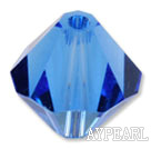 Austrain crystal beads, sapphire blue, 6mm bicone. Sold per pkg of 360.