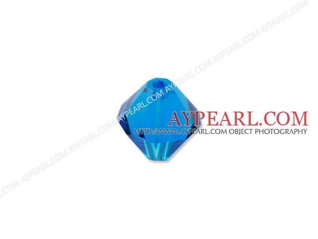 Austrain crystal beads, caribbean blue, 6mm bicone. Sold per pkg of 360.