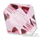 Austrain crystal beads, pink, 6mm bicone. Sold per pkg of 360.