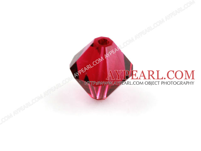 Austrian crystal beads, dark red, 6mm bicone. Sold per pkg of 360.