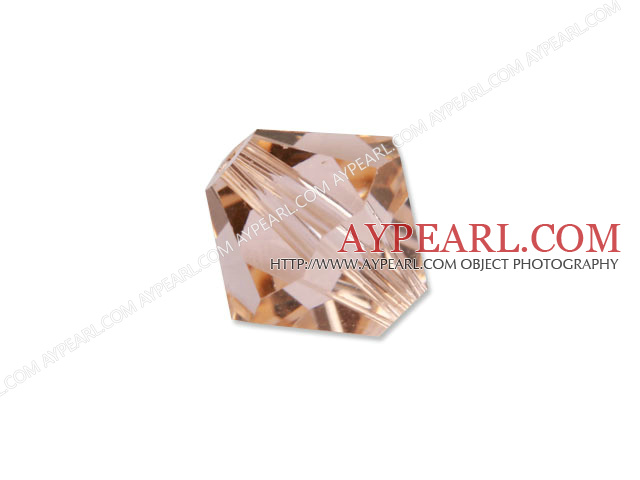 Austrian crystal beads, light smoked topaz, 6mm bicone. Sold per pkg of 360.