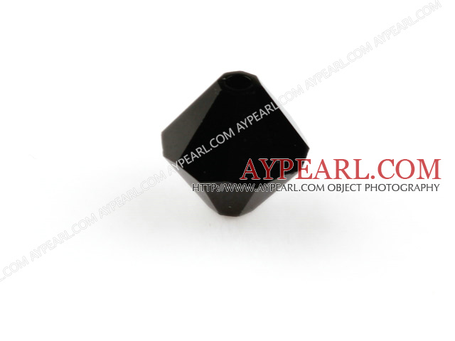 Austrain crystal beads, black, 6mm bicone. Sold per pkg of 360.