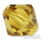 Austrain crystal beads, yellow, 8mm bicone. Sold per pkg of 360.