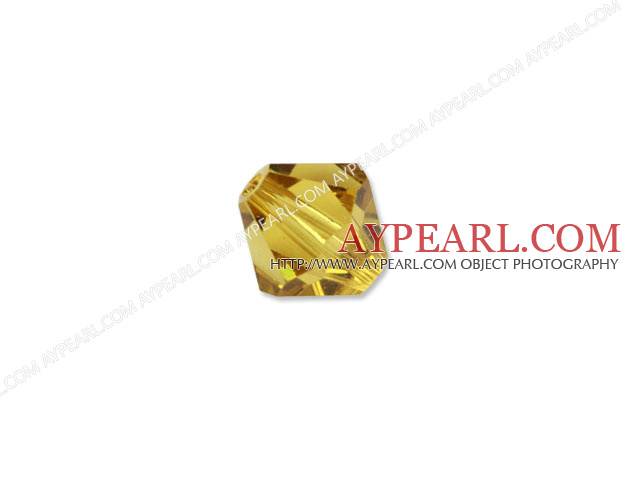 Austrain crystal beads, yellow, 8mm bicone. Sold per pkg of 360.
